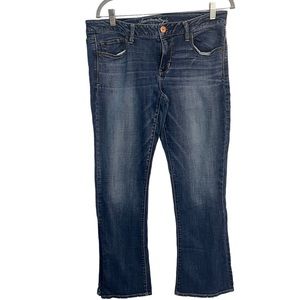 American eagle mod rise 14 waist 31 blue boot cut medium washed denim jeans